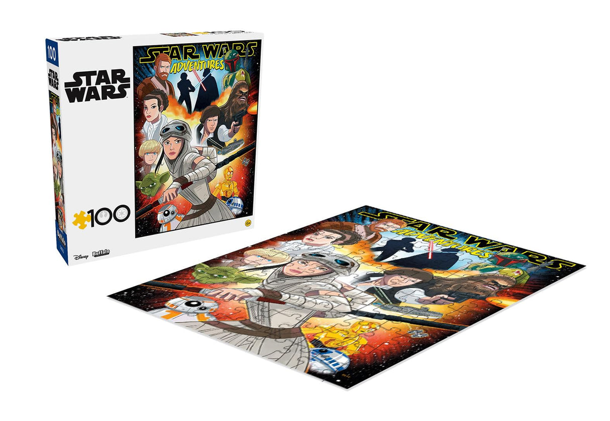 Buffalo Games - Star Wars - Adventures - 100 Piece Jigsaw Puzzle for Families -Challenging Puzzle Perfect for Game Nights - Finished Size is 15.00 x 11.00 Buffalo Games