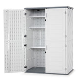 Macrout Plastic Storage Shed 4.3 x 2.5 ft, Waterproof Outdoor Storage Cabinet with Floor, Resin Shed for Garden and Patio (Included Metal Shelves) M MACROUT