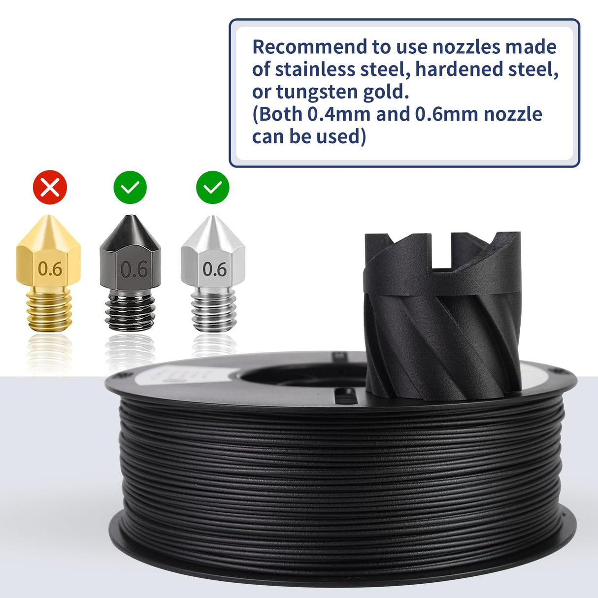 YXPOLYER Carbon Fiber PC Filament Tough Carbon Fiber Polycarbonate 1.75mm PC-CF 3D Printer Filament 1kg/2.2lb, Excellent Strength, Rigidity and Heat Resistance 3D Engineering Material Filament, Black yxpolyer