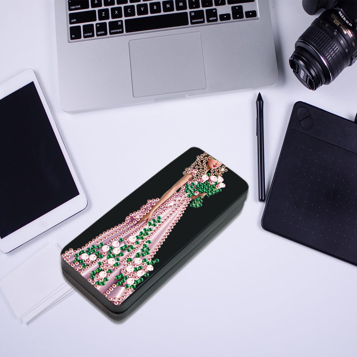 JISHSHAY Diamond Art Glasses Case Diamond Painting Sunglasses Case Diamond Art Kits for Adults Eyeglass Case Gem Art Eyeglass Holder Gem Painting Sunglass Organizer, 6.3×2.67×1.3in, Flower Fairy JISHSHAY