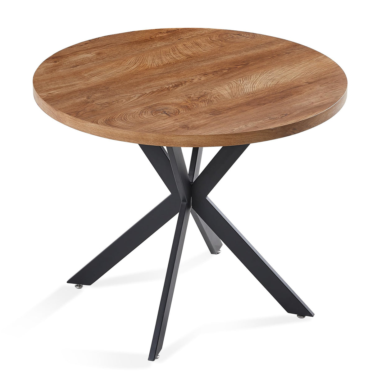 kevinplus 37.37'' Round Dining Table Small Wood Kitchen Table for 2-4, Modern Mid-Century Farmhouse Dinner Table with Black Metal Leg for Dining Room Kitchen Living Room, Walnut kevinplus
