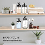 Amolliar Plastic Mason Jar Soap Dispenser with Pump Lid,16OZ Refillable BPA-Free Hand Soap Dispenser Set with Cute Lables - Farmhouse Decor for Kitchen/Bathroom,Liquid Soap,Dish Soap, Lotion (2 Pack) Amolliar