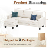 Homall Sofa for Living Room, Couch with Convertible Chaise, 3 Seat L-Shaped Sofas, Comfy Corduroy Couches for Apartment, Small Space, Cream Homall