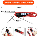 Sangaotian Digital Meat Thermometer, Instant Read Cooking Thermometer with Backlight, Magnet, Waterproof & Foldable, Fast & Precise, Ideal for Deep Fry, BBQ & Roast Turkey,Red sangaotian