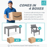 ZHUSI Patio Table and Chairs Set,HDPE Outdoor Dining Set with Umbrella Hole for Backyard, Poolside, Porch,All Weather,Grey ZHUSI