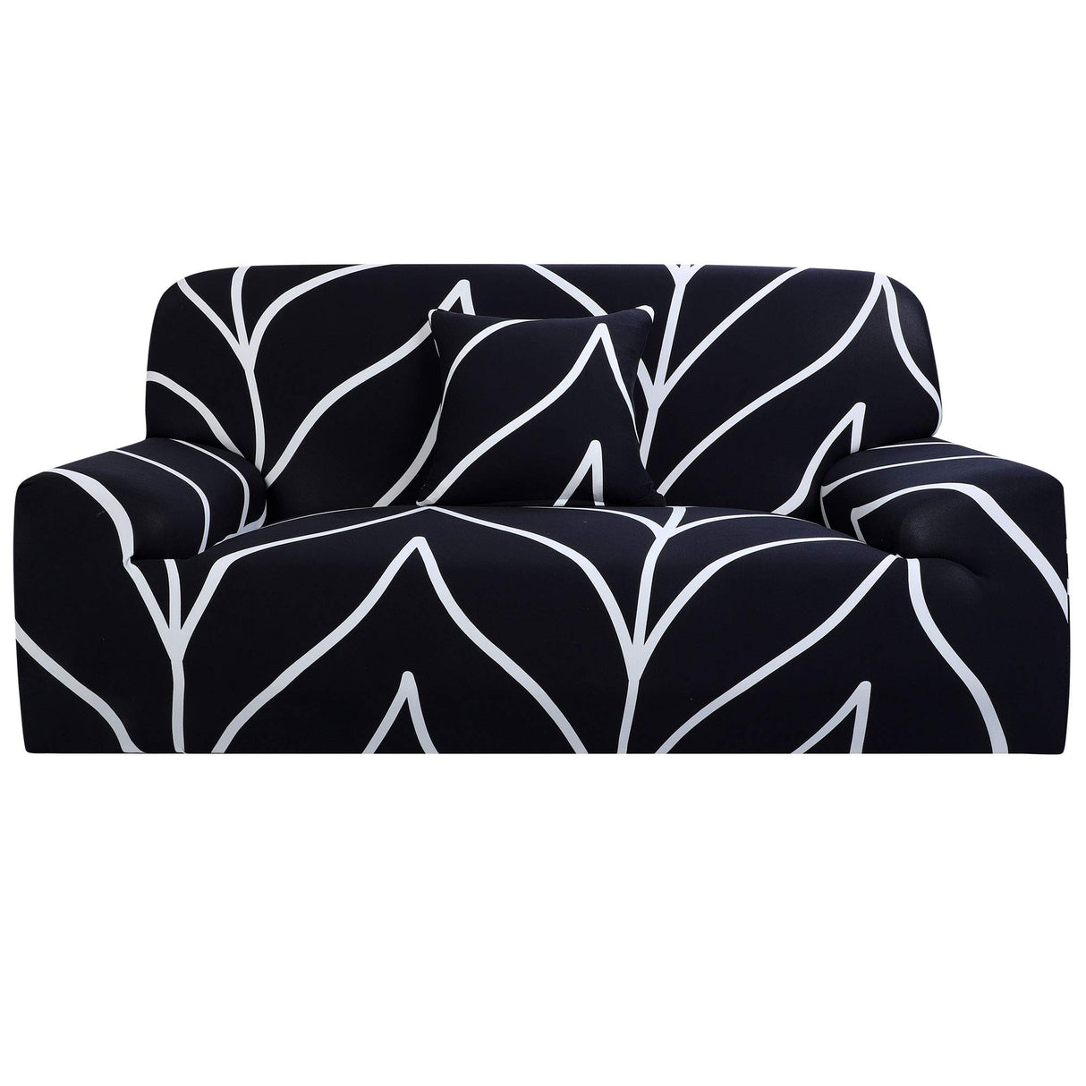 uxcell Stretch Sofa Cover Printed Couch Slipcover for Sofas Loveseat Armchair Living Room Universal Furniture with One Pillowcase (Black White Branches, Large) uxcell