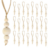 24 Pcs Christmas Tree Ornaments Wood Bead Hanging Decorations Farmhouse Natural Bead Garland Rustic Small Wooden Boho Holiday Minimalist for Neutral Scandi Xmas Tree Hanging Party Decor AllReal