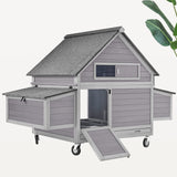 MEDEHOO Large Chicken Coop with Wheels, Expandable Chicken House for Outdoor with Two Nesting Box, Leakproof Pull-on Tray and UV-Resistant Roof Panel MEDEHOO