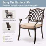 AIWOEN 7-Piece Cast Aluminum Patio Furniture, Patio Dining Set for 6 Include 59" Rectangular Outdoor Dining Table and 6 Stackable Chairs with Cushions & Umbrella Hole (Bronze) AIWOEN