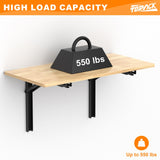 TORACK Heavy Duty Wall Mounted Folding Workbench, Space-Saving Collapsible Wall Table/Desk for Garage Workshop Home, Holds Up to 550lbs(Board Size: 47.25 x 27.75inch) TORACK