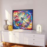 xackcme Dragonfly Paint by Numbers for Adults - Stained Glass Paint by Number on Canvas Without Frame, DIY Oil Painting for Gift Home Wall Decor (16x16 inch) xackcme