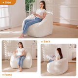 BYBYME Giant Bean Bag Chair for Adults and Kids, Large Comfy Cozy Beanbag, Floor Sofa for Teens, Living Room, Gaming, Reading, Beige BYBYME