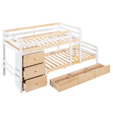 Bunk Bed Twin Over Twin with 6 Storage Drawers, Solid Wood Bunk Beds with Guardrails and Ladders for Kids Boys Girls Teens, No Box Spring Needed (Twin Over Twin Bunk Beds, Natural) Harper & Bright Designs