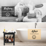 Apolimi Shower Chair,HDPE Shower Bench for Inside Shower to Sit On It, Shower Stool with Storage Shelf 2-Tier Spa Stool for Elderly,Water Resistant & Non-Slip Design Shower Seat Bench (Black S Size) Apolimi