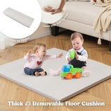 Costzon Large Kids Tent, 6-in-1 Wooden Frame Play House with Table and Chair Set, Blackboard, 6 Storage Bins & Soft Floor Mat, Indoor Playhouse for Costzon