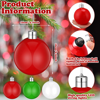 Soaoo 6 Pcs Outdoor Christmas Decorations Battery Powered Led Christmas Balls Outdoor Christmas Bulbs Ornaments Large Sphere Hanging Lights for Holiday Party Halloween Christmas Front Yard Decor