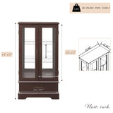 CKEASEAN Curio Cabinet 47" H Vintage Glass Display Cabinet with 3-Tier Adjustable Glass Shelves, Acrylic Mirrored Back Pane, Light Blub Included, China Cabinet for Living Room (Dark Cherry) CKEASEAN