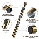 CaRoller 29Pcs Cobalt Drill Bit Set, 135 Degree Tip High Speed Steel with Black and Gold Finish, Stainless Steel, Plastic and Wood with Metal Indexed Storage Case 1/16"-1/2" CaRoller