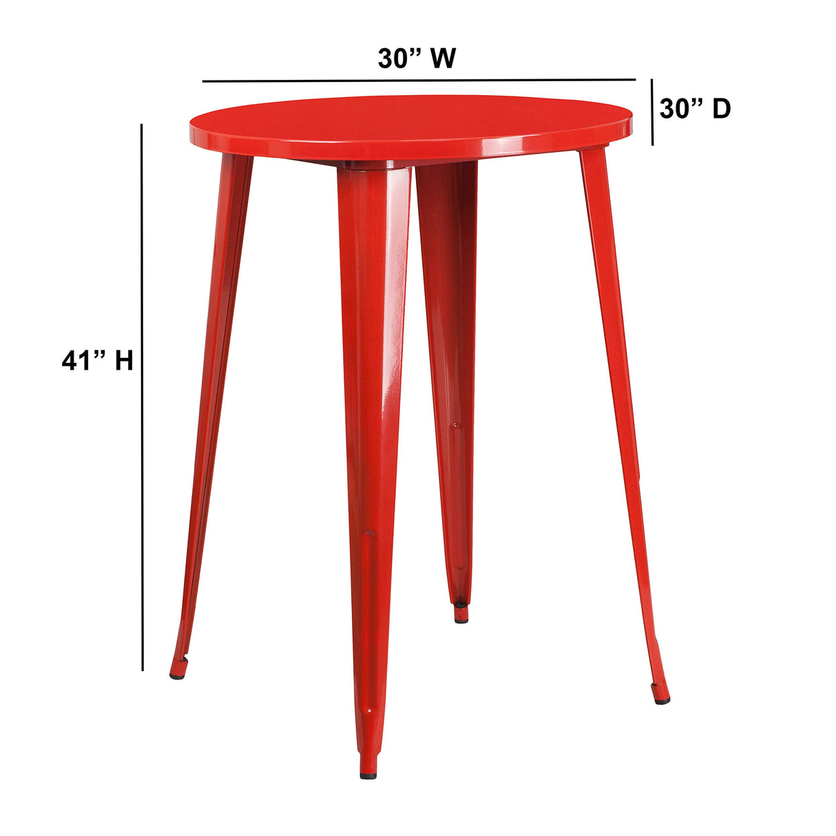 Flash Furniture Philip Commercial Grade 30" Round Red Metal Indoor-Outdoor Bar Height Table Flash Furniture