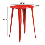 Flash Furniture Philip Commercial Grade 30" Round Red Metal Indoor-Outdoor Bar Height Table Flash Furniture
