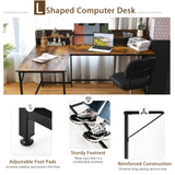 Tangkula 66.5 Inches L-Shaped Desk, Space Saving Corner Computer Desk with Hutch, Study Writing Desk with Storage Shelves Heavy Duty Steel Frame, Gaming Desk Computer Workstation for Home & Office Tangkula
