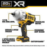 DEWALT 20V MAX XR 1/2 Inch Cordless Impact Wrench Kit with Hog Ring Anvil, Battery and Charger Included (DCF961GP1) DEWALT
