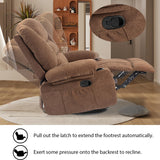 KCQ Overstuffed Swivel Rocker Recliner Chairs with Massage and Heat Fabric Manual Recliners with Cup Holders Brown Rocking Reclining Chairs for Adults KCQ