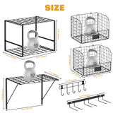 ALIESTFDNO Garage Shelves Wall Mount with Wire baskets, 8-IN-1 Heavy Duty Garage Wall Shelving with Garden Tool Rack 2pack & 6pcs Hooks, Wire Shelf Baskets Tool Shelves for Home Garage Garden Storage ALIESTFDNO