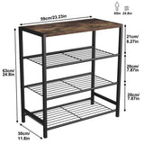 HOMEFORT 4-Tier Shoe Rack Organizer, Shoe Tower for Closet, Shoe Storage Shelf with MDF Top Board, Each Tier Fits 3 Pairs of Shoes, Entryway Shoes Organizer with Sturdy Metal Shelves, Rustic Brown HOMEFORT