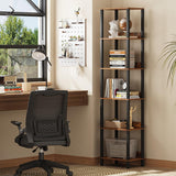 6 Tier Bookshelf with Anti-Fall Baffle, Tall 64.79" Bookcase with DIY Shelves, Industrial Book Shelf Storage Organizer, Display Free Standing Shelf Unit for Bedroom, Living Room, Office, Rustic Brown VIMBER