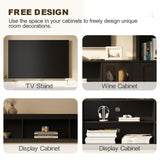 MEISSALIVVE Wall Unit TV Stand with Storage & LED Lights, Large Entertainment Center with Bookshelves for TVs up to 75", Media Console for Living Room, Black MEISSALIVVE