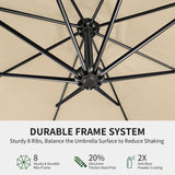 OLILAWN 10ft Patio Umbrella with Base Included, Outdoor Offset Cantilever Umbrella w/Upgraded Yarn-dyed Fabric Shade, Sturdy 8 Rids, Easy Tilt Adjustment, for Pool Deck Porch Backyard Garden,Beige OLILAWN