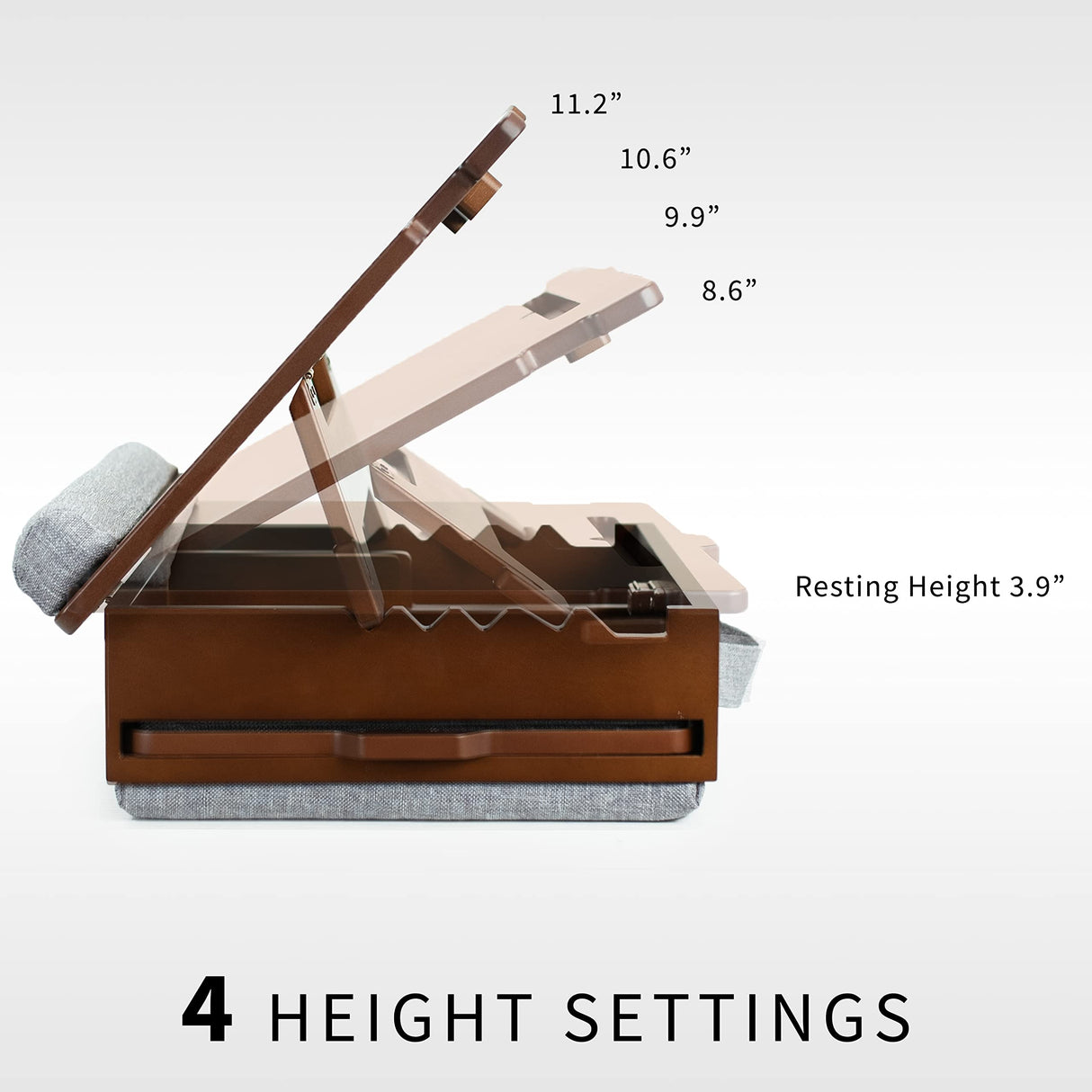 SideKiix Wooden Tilting Lap Desk for Writing, Drawing, Laptop Work, and More, Height Adjustable Compact Table with Slide-Out Mouse Pad, Internal Storage, Wrist Support, Dark Wood, SX-LAPD-1 Sidekiix