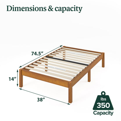 Zinus Ellie 14 Inch Sustainable Bamboo Platform Bed Frame with Wood Slat Support – Twin Size, No Box Spring Needed - WoodArtSupply