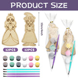 Honoson 24 Set Paint Your Own Witch and Princess Crafts DIY Wooden Painting Craft Kit Pink and Green Color Your Own Witch Princess for Birthday Gifts Party Favors Honoson