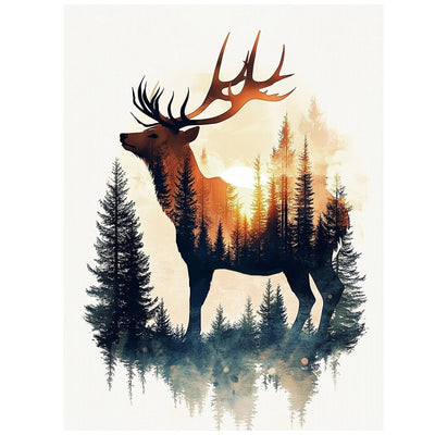 hkejoi Deer Diamond Art Kits for Adults, Animal Diamond Painting Kits for Adults Deer, 5D Diamond Painting Animal Diamond Art Painting for Gifts Home Wall Decoration 12''W x 16''L