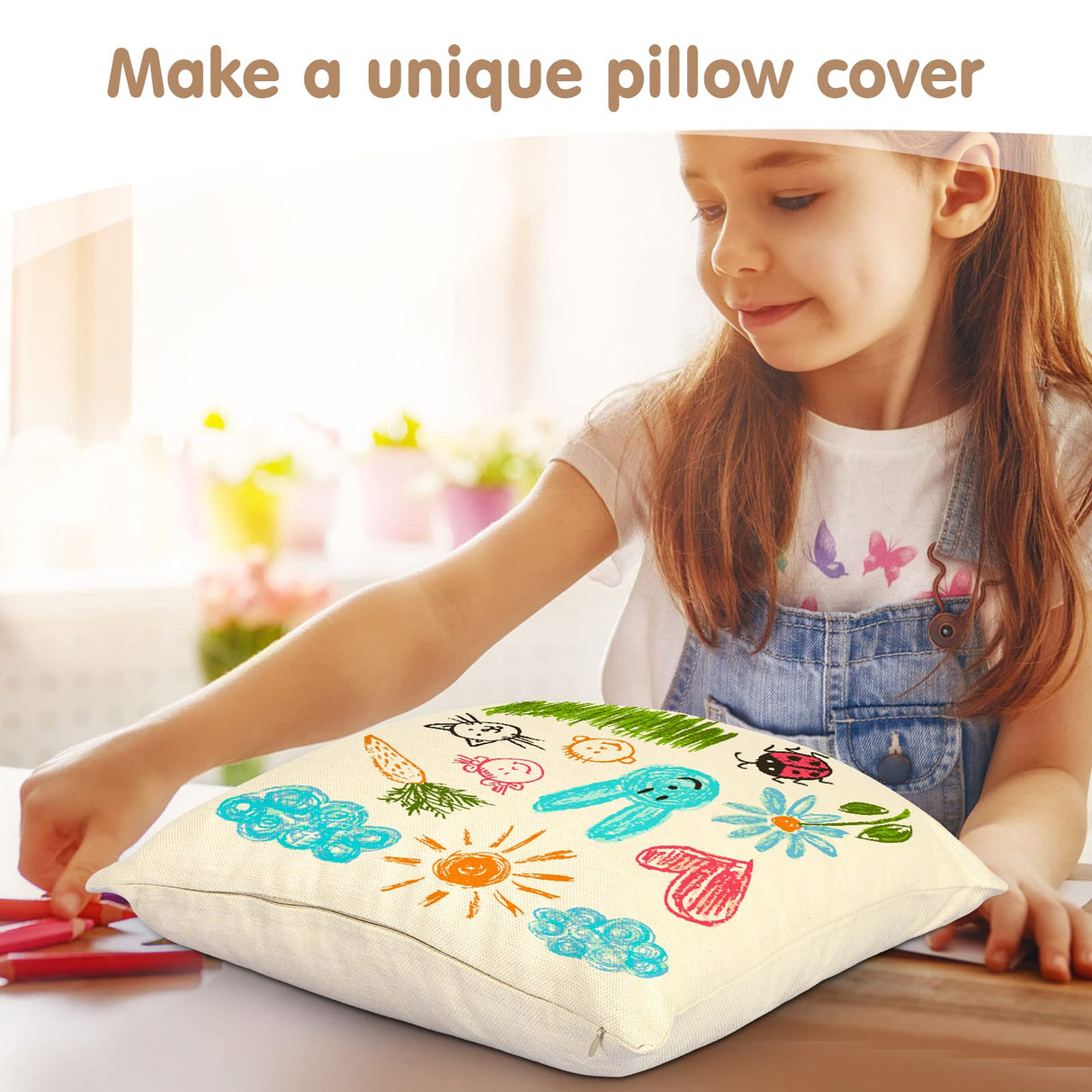 WANZELONYO Blank Pillow Covers 18x18Inch Sublimation Throw Pillow Cases Bulk for HTV Heat Transfer Vinyl Set of 6 Beige Linen WANZELONYO