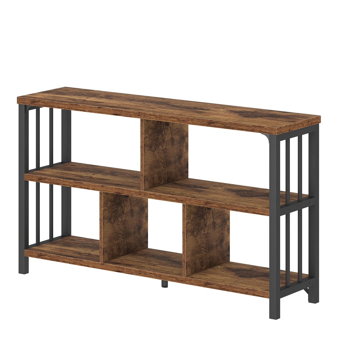 IBF Rustic Brown 3-Tier Industrial-Style 5-Cube Bookshelf and Storage Organizer IBF