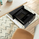 Heavy Duty Steel Under Desk Hand Gun Safe - Slide Away Gun Vault with Electric Keypad - Quick Access Gun Safe with Electronic Password Vault for Home, Business, and Car Black POCHAR