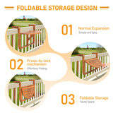 Outvita Balcony Table, Acacia Wood Folding Balcony Bar Table for Railings, 65LBS Load-Bearing Adjustable Height & Width Hanging Bar for Patio, Deck, Porch – Semicircular Outvita