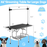 Lyromix 46''Large Dog Grooming Table, Adjustable Cat Drying Desktop with Arms, Nooses, Mesh Tray, Foldable Pet Station at Home, Maximum Capacity Up to 330Lb, 46inch, Black, 46in Lyromix