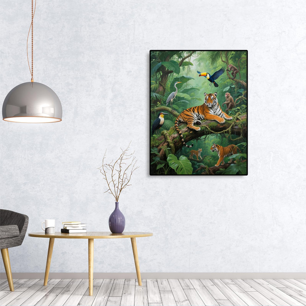 JISHSHAY Animal Jungle Diamond Painting Round Drill Diamond Art Round Beads Gem Art Gem Painting Mosaic Kits for Adults Embroidery Kit Jigsaw Puzzles Paint by Numbers Wall Decor 40×50cm/15.75×19.69in JISHSHAY