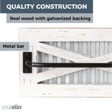 Crutello Rustic Towel Bar with Galvanized Backing for Bathrooms, 24x6 Inches - Wall Mounted Towel Rack White Wood & Black Metal Bar, Farmhouse Decor Crutello