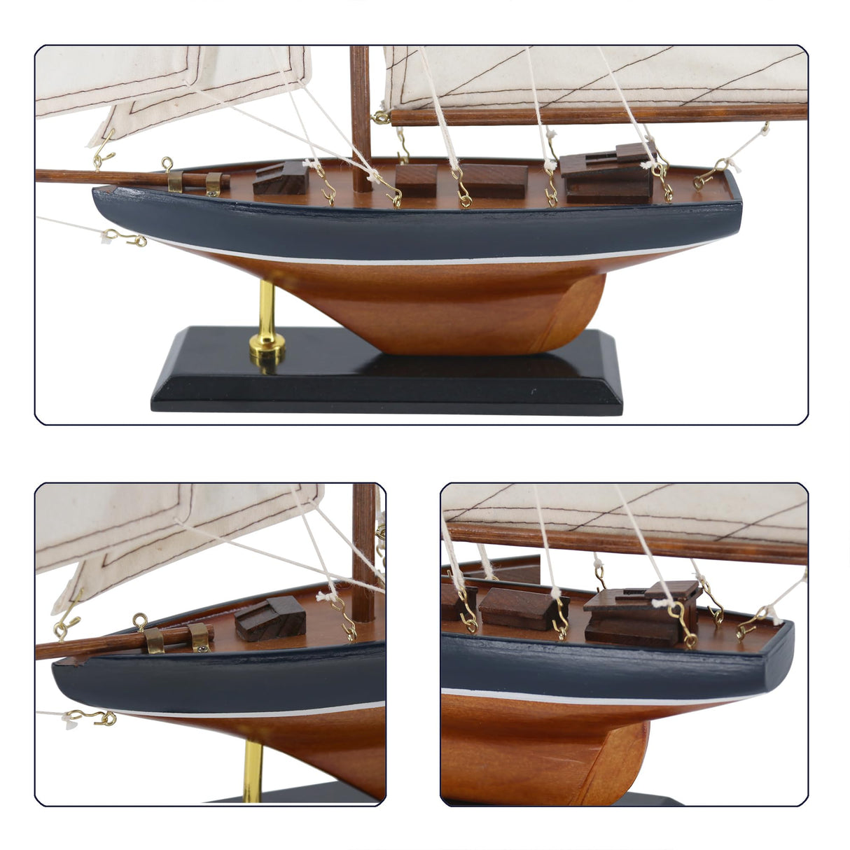 NAUTIMALL 15" Wooden Sailboat Decor Classic Columbia America's Cup Ship Model Nautical Yacht Decor (CLB39-ClassicWood) NAUTIMALL