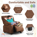 BOSMILLER Kids Recliner Chair， Push Back Toddler Recliner with Cup Holders & Side Pockets， Adjustable Footrest & Headrest Kids Sofa for Boys Girls 3+ Age Group (Deep Brown) BOSMILLER