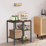 OGEMXU Kitchen Baker's Rack, Microwave Stand Table with Storage, 4-Tier Small Kitchen Shelf Rack for Living Room, Office, Corner, Industrial, Rustic Brown OGEMXU