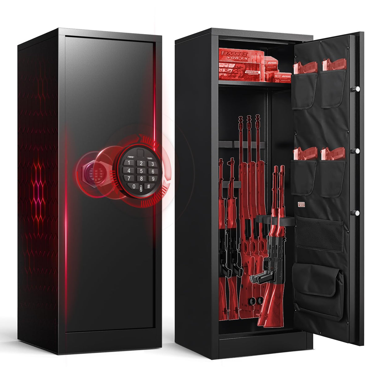 BONANO 10-12 Gun Safe, Gun Safe for Rifles and Pistols, Gun Cabinets for Rifles and Shotguns, Long Gun Safes with Dual Alarm & Mute Mode, Multi-Function Gun Cabinet with Removable Gun Racks BONANO