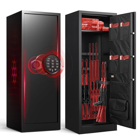 BONANO 10-12 Gun Safe, Gun Safe for Rifles and Pistols, Gun Cabinets for Rifles and Shotguns, Long Gun Safes with Dual Alarm & Mute Mode, Multi-Function Gun Cabinet with Removable Gun Racks BONANO