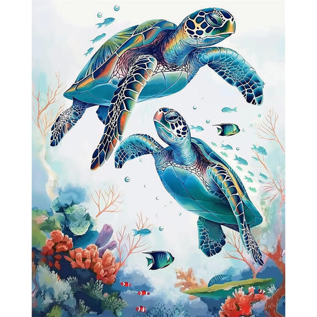 Natuyalo Turtle Paint by Numbers Kit for Adults - Ocean World Paint by Number on Canvas Without Frame, DIY Acrylic Painting for Ideal Gift Home Wall Decor (16x20 Inch) Natuyalo