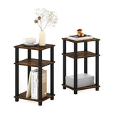 Furinno Simplistic End Side Night Stand/Bedside Table with Plastic Tubes, 1-Pack, 2-Tier Plastic Poles, Amber Pine/Black Furinno